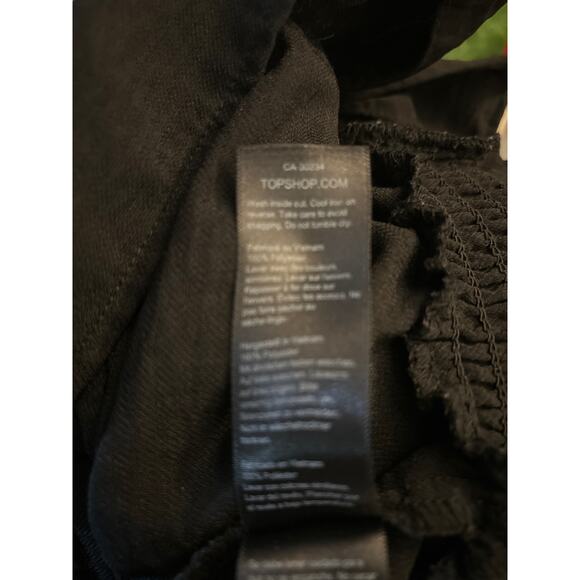 Topshop Black V-Neck Buttondown Smocked Peplum Top 2 Peasant Boho Classic Casual - Picture 12 of 12
